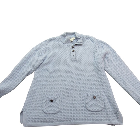 Appleseed's Womens Button Front Cardigan Sweater Blue PL  Petites Cotton - Picture 1 of 7